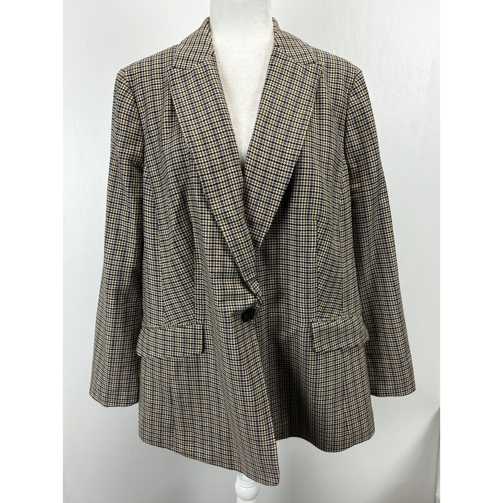 NEW! Talbots Houndstooth Blazer Jacket 16W Plus Career Business Academia